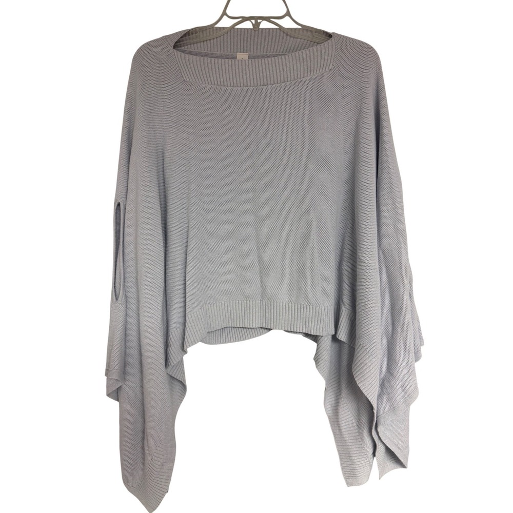 Lululemon Forward Flow Poncho Light Blue Grey Silk Blend Knit Wrap One Size OS